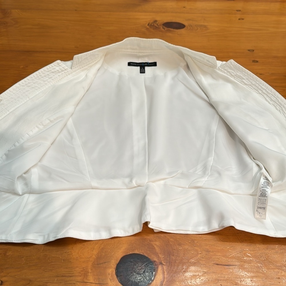 White House Black Market Ponte Military White Cropped Jacket / Blazer - Picture 7 of 12